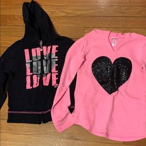 Two Justice pink/black hooded sweatshirts size 6